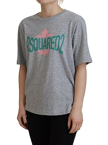 Dsquared2 Gray Logo Cotton Crewneck Short Sleeve Tee Women's T-shirt (view 2)