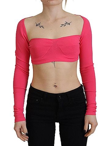 Dsquared2 Pink Viscose Knit Square Neck Long Sleeves Women's Top (view 1)