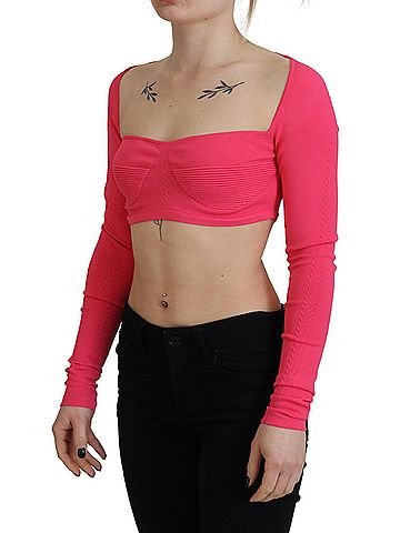 Dsquared2 Pink Viscose Knit Square Neck Long Sleeves Women's Top (view 2)