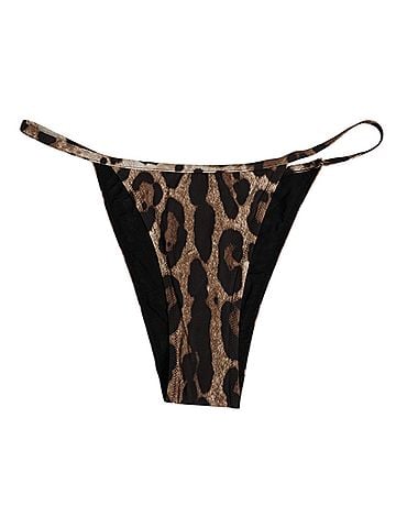 Dolce & Gabbana Basic Brown Leopard Triangle Tanga Panty Women's Underwear (view 1)