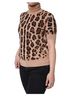 Dolce & Gabbana Basic 100% Wool Solid Tan Beige Leopard Print Wool Turtleneck Women's Top Size L - photo 2