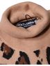 Dolce & Gabbana Basic 100% Wool Solid Tan Beige Leopard Print Wool Turtleneck Women's Top Size L - photo 6