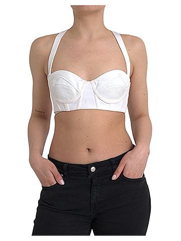 Versace White Viscose Bustier Sleeveless Cropped Women's Top (view 1)