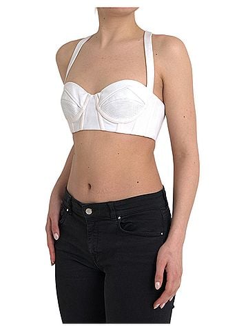 Versace White Viscose Bustier Sleeveless Cropped Women's Top (view 2)