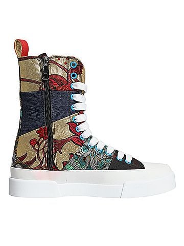 Dolce & Gabbana Basic Multicolor Patchwork Logo High Top Sneakers Women's Shoes (view 1)