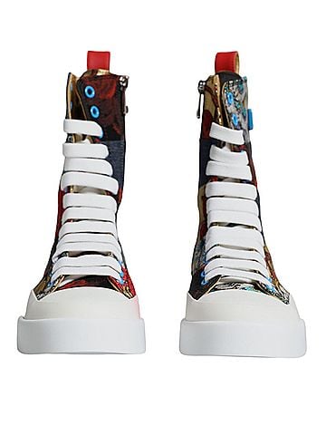 Dolce & Gabbana Basic Multicolor Patchwork Logo High Top Sneakers Women's Shoes (view 2)