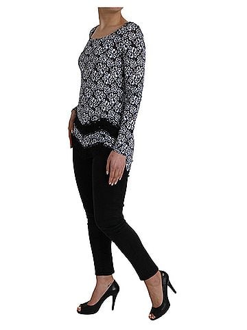 Roberto Cavalli Blue Floral Lace Long Sleeves Top Underwear Women's Blouse (view 2)