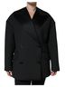 Dolce & Gabbana Basic 100% Silk Solid Black Black Polyester Double Breasted Coat Women's Jacket Size L - photo 1