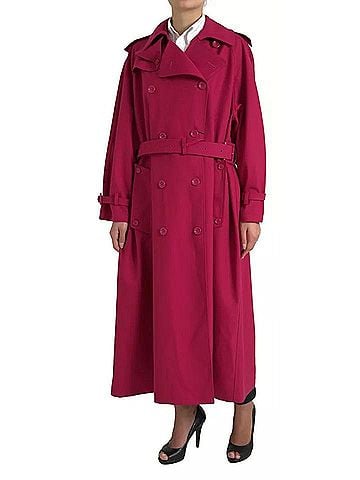 Dolce & Gabbana Basic Dark Pink Double Breasted Trench Coat Women's Jacket (view 1)