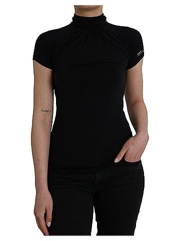 Costume National Black Turtleneck Viscose Short Sleeve Women's Top (view 1)