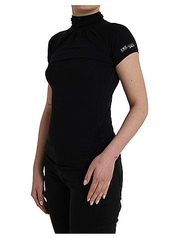 Costume National Black Turtleneck Viscose Short Sleeve Women's Top (view 2)