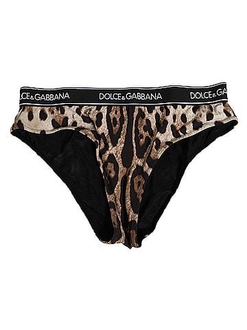 Dolce & Gabbana Basic Brown Leopard Nylon High Waist Panty Women's Underwear (view 1)