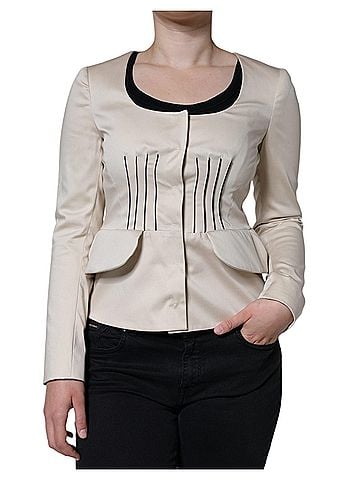 Valentino Beige Cotton Long Sleeves Round Neck Blazer Women's Jacket (view 1)