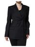 Dolce & Gabbana Basic 100% Wool Solid Black Black Striped Double Breasted Coat Women's Jacket Size L - photo 1