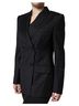 Dolce & Gabbana Basic 100% Wool Solid Black Black Striped Double Breasted Coat Women's Jacket Size L - photo 3