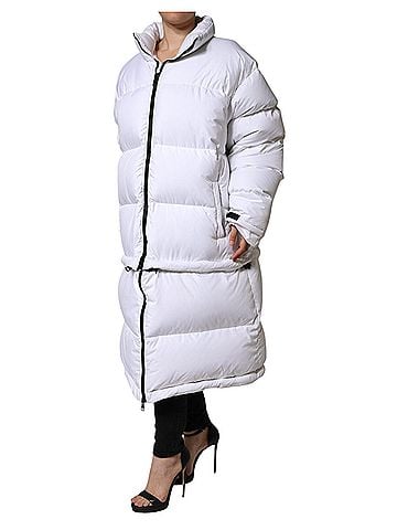 Dolce & Gabbana Basic White Puffer Quilted Full Zip Coat Women's Jacket (view 2)