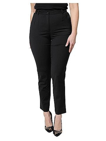 Dolce & Gabbana Basic Black Polyester High Waist Slim Women's Pants (view 1)