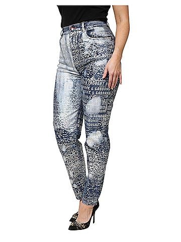 Dolce & Gabbana Basic Blue Washed Print High Waist Denim Women's Jeans (view 2)