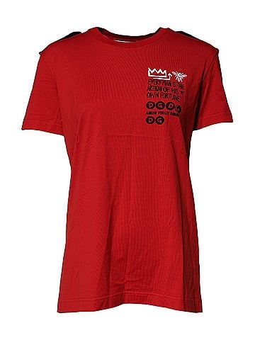 Dolce & Gabbana Basic Red Cotton Round Neck Short Sleeves Women's T-shirt (view 1)