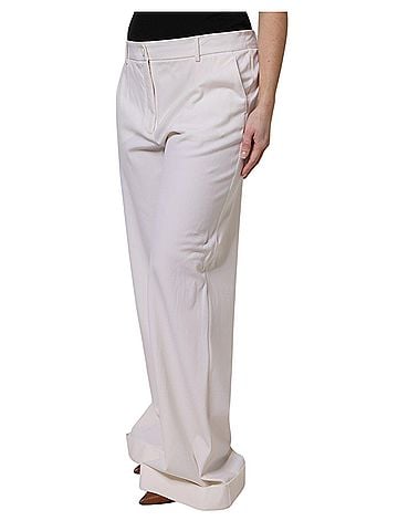 Dolce & Gabbana Basic White Wool Mid Waist Wide Leg Women's Pants (view 2)