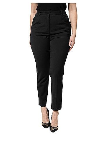 Dolce & Gabbana Basic Black Polyester High Waist Slim Women's Pants (view 1)