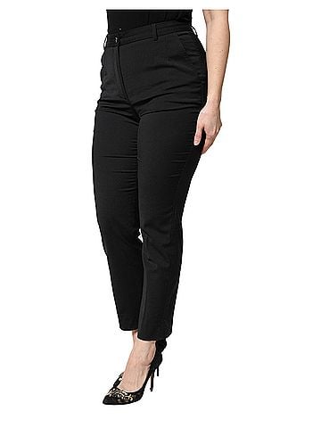Dolce & Gabbana Basic Black Polyester High Waist Slim Women's Pants (view 2)