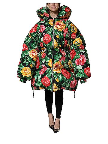 Dolce & Gabbana Basic Multicolor Floral Puffer Hooded Women's Jacket (view 1)
