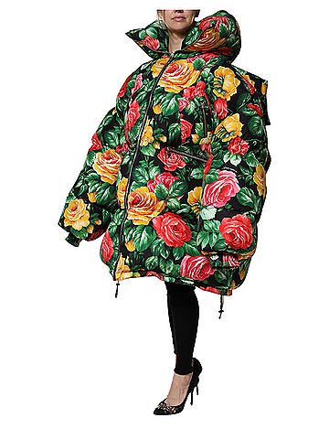 Dolce & Gabbana Basic Multicolor Floral Puffer Hooded Women's Jacket (view 2)