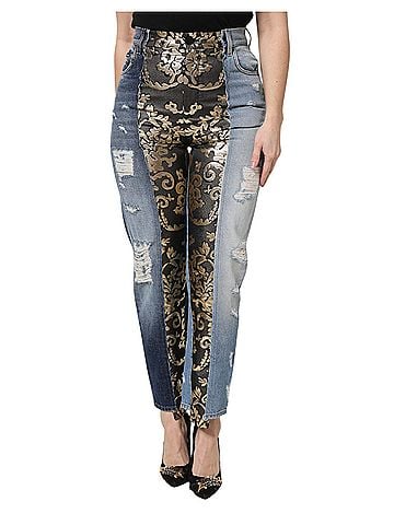 Dolce & Gabbana Basic Multicolor Patchwork High Waist Denim Women's Jeans (view 1)