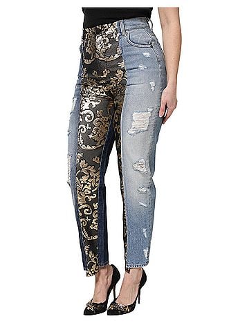 Dolce & Gabbana Basic Multicolor Patchwork High Waist Denim Women's Jeans (view 2)
