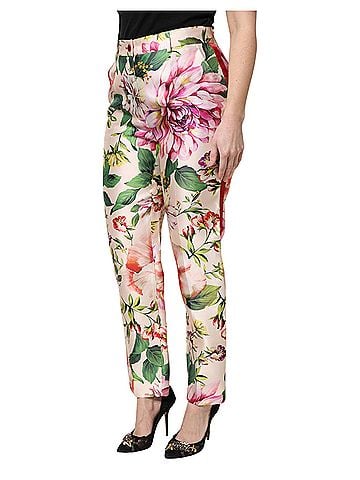 Dolce & Gabbana Basic Multicolor Floral High Waist Straight Women's Pants (view 2)