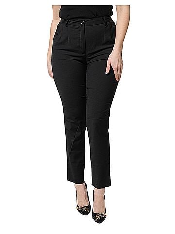 Dolce & Gabbana Basic Black Polyester High Waist Slim Women's Pants (view 1)