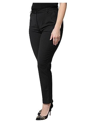 Dolce & Gabbana Basic Black Polyester High Waist Slim Women's Pants (view 2)