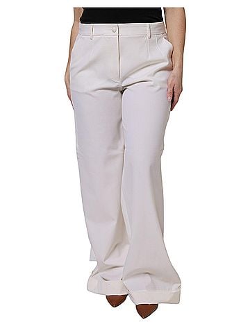 Dolce & Gabbana Basic White Wool Mid Waist Wide Leg Women's Pants (view 1)