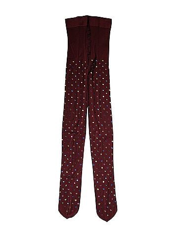Dolce & Gabbana Basic Maroon Nylon Crystal Embellished Pantyhose Women's Tights (view 1)