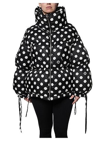 Dolce & Gabbana Basic Black White Polka Dot Full Zip Puffer Women's Jacket (view 1)