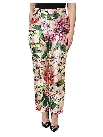 Dolce & Gabbana Basic Multicolor Floral High Waist Straight Women's Pants (view 1)