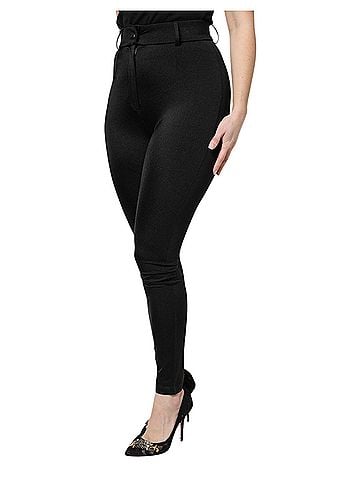Dolce & Gabbana Basic Black Nylon High Waist Slim Fit Women's Pants (view 2)