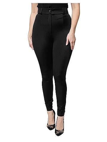 Dolce & Gabbana Basic Black Nylon High Waist Slim Fit Women's Pants (view 1)