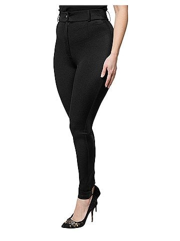 Dolce & Gabbana Basic Black Nylon High Waist Slim Fit Women's Pants (view 2)