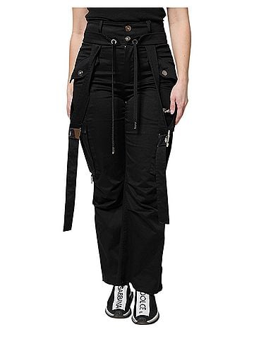 Dolce & Gabbana Basic Black Cotton High Waist Cargo Women's Pants (view 1)