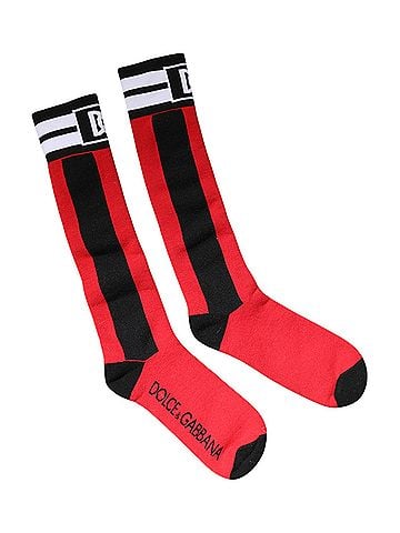 Dolce & Gabbana Basic Red Cotton Stretch Printed Women's Socks (view 1)