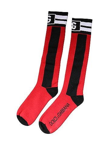 Dolce & Gabbana Basic Red Cotton Stretch Printed Women's Socks (view 2)