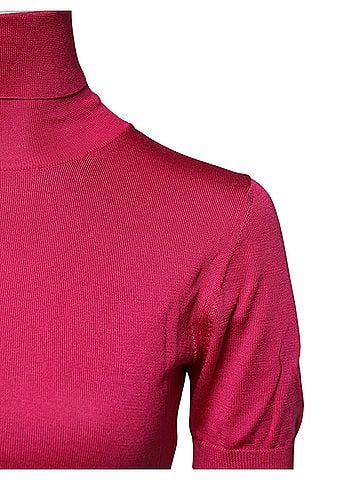 Dolce & Gabbana Basic Pink Silk Knitted Turtleneck Cropped Women's Top (view 2)
