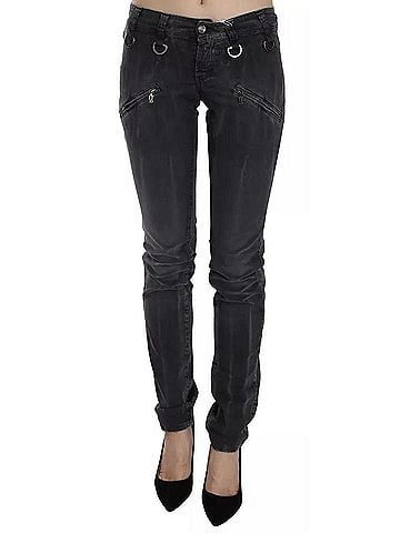 John Galliano Grey Washed Low Waist Zipper Side Skinny Denim Women's Jeans (view 1)