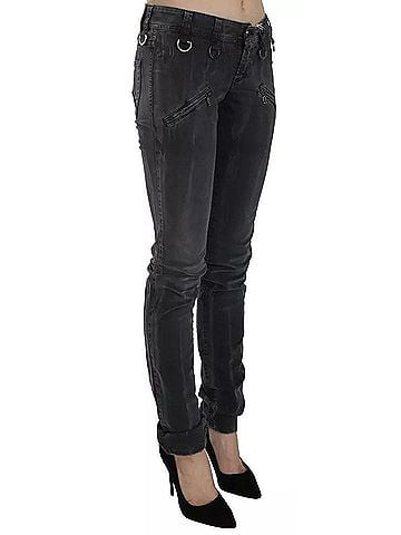 John Galliano Grey Washed Low Waist Zipper Side Skinny Denim Women's Jeans (view 2)