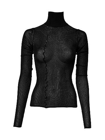 Dolce & Gabbana Basic Black Knit Long Sleeves Turtleneck Slim Women's Top (view 1)