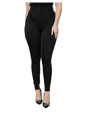 Dolce & Gabbana Basic Black Nylon High Waist Slim Fit Women's Pants (view 1)
