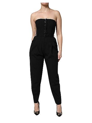 Dolce & Gabbana Basic Black Wool Strapless Romper Jumpsuit Women's Dress (view 1)