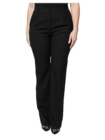 Dolce & Gabbana Basic Black Wool High Waist Boot Cut Dress Women's Pants (view 1)